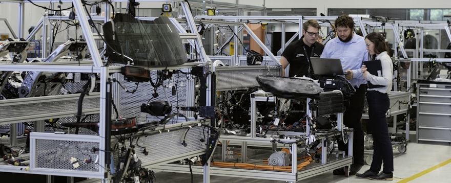 Engineers still at work on the floor of their own plant